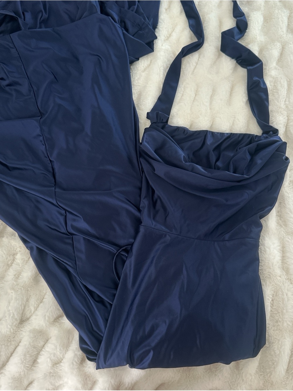 Windsor Navy Blue Halter Mermaid Dress with Tie Back